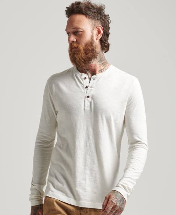 μακρυμάνικο μπλουζάκι με υπερβολική βαφή άνδρες είδη ένδυσης άσπρο Superdry L02L1531