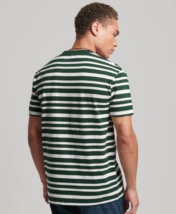 T-shirt με ρίγες με λογότυπο απαραίτητο από οργανικό βαμβάκι άνδρες είδη ένδυσης μαύρος Superdry L02L4827