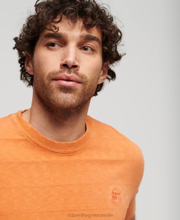 t-shirt από βιολογικό βαμβάκι vintage υφή άνδρες είδη ένδυσης πορτοκάλι Superdry L02L21