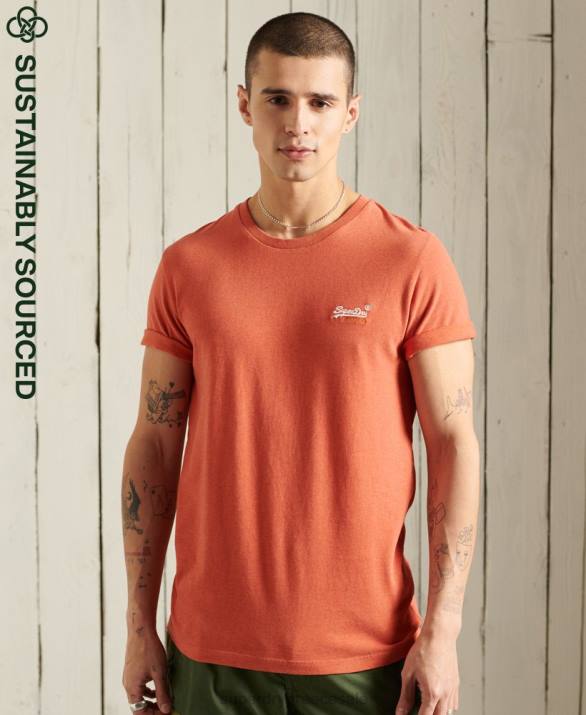 t-shirt από οργανικό βαμβάκι vintage κεντημένο άνδρες είδη ένδυσης πορτοκάλι Superdry L02L4913