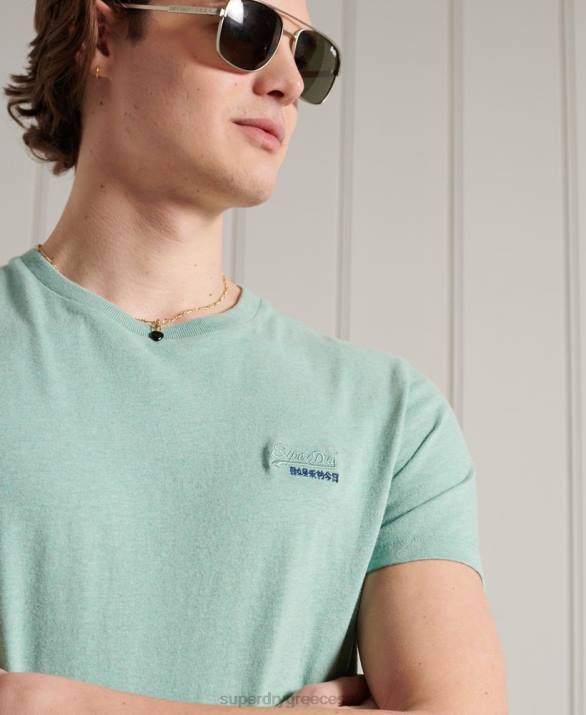 t-shirt από οργανικό βαμβάκι vintage κεντημένο άνδρες είδη ένδυσης τουρκουάζ Superdry L02L4959