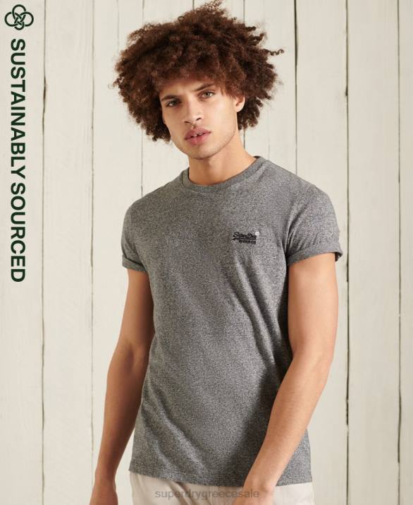 t-shirt από οργανικό βαμβάκι vintage κέντημα άνδρες είδη ένδυσης σκούρο γκρι Superdry L02L4962