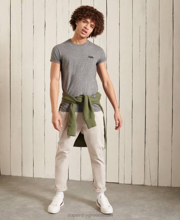 t-shirt από οργανικό βαμβάκι vintage κέντημα άνδρες είδη ένδυσης σκούρο γκρι Superdry L02L4962