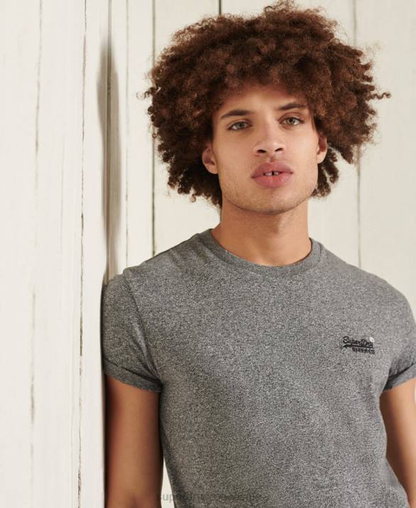 t-shirt από οργανικό βαμβάκι vintage κέντημα άνδρες είδη ένδυσης σκούρο γκρι Superdry L02L4962