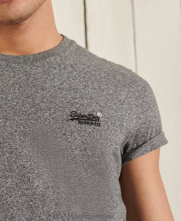 t-shirt από οργανικό βαμβάκι vintage κέντημα άνδρες είδη ένδυσης σκούρο γκρι Superdry L02L4962