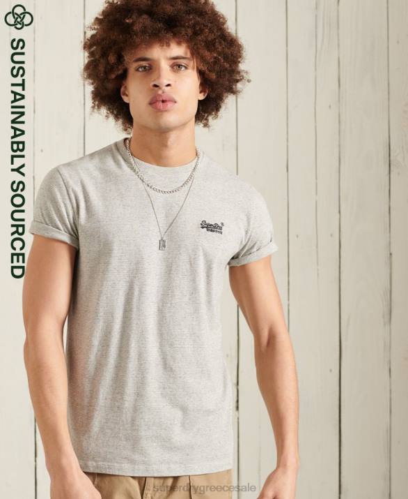 t-shirt από οργανικό βαμβάκι vintage κεντημένο άνδρες είδη ένδυσης ανοιχτό γκρι Superdry L02L4978