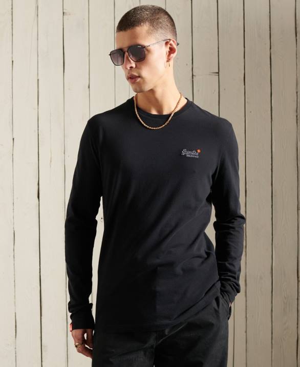 t-shirt από οργανικό βαμβάκι vintage κέντημα άνδρες είδη ένδυσης μαύρος Superdry L02L6502