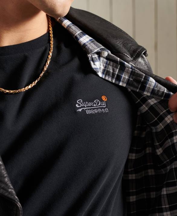 t-shirt από οργανικό βαμβάκι vintage κέντημα άνδρες είδη ένδυσης μαύρος Superdry L02L6502
