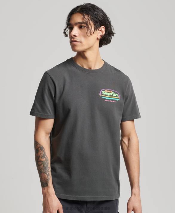 vintage Cali t-shirt άνδρες είδη ένδυσης σκούρο γκρι Superdry L02L4823