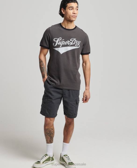 vintage americana ringer t-shirt άνδρες είδη ένδυσης σκούρο γκρι Superdry L02L4945
