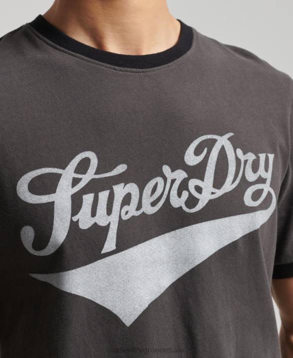 vintage americana ringer t-shirt άνδρες είδη ένδυσης σκούρο γκρι Superdry L02L4945