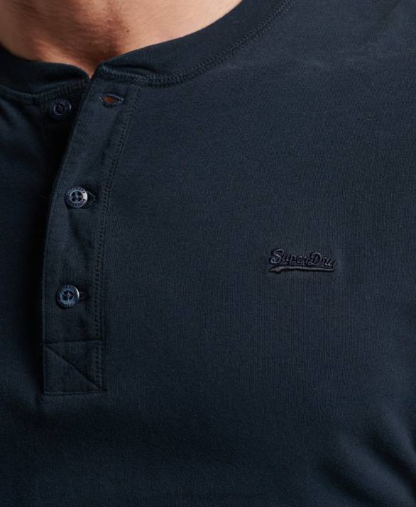 vintage λογότυπο από οργανικό βαμβάκι, κεντημένο henley top άνδρες είδη ένδυσης ΠΟΛΕΜΙΚΟ ΝΑΥΤΙΚΟ Superdry L02L1457