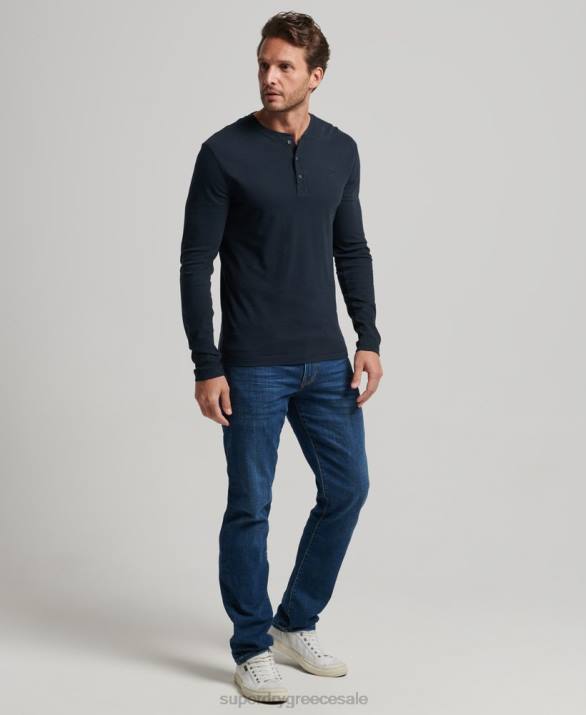 vintage λογότυπο από οργανικό βαμβάκι, κεντημένο henley top άνδρες είδη ένδυσης ΠΟΛΕΜΙΚΟ ΝΑΥΤΙΚΟ Superdry L02L1457