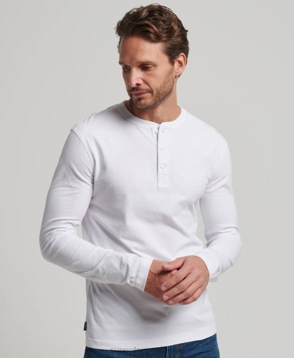 vintage λογότυπο από οργανικό βαμβάκι, κεντημένο henley top άνδρες είδη ένδυσης άσπρο Superdry L02L1460