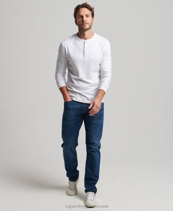 vintage λογότυπο από οργανικό βαμβάκι, κεντημένο henley top άνδρες είδη ένδυσης άσπρο Superdry L02L1460
