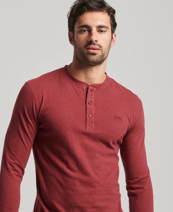 vintage λογότυπο από οργανικό βαμβάκι, κεντημένο henley top άνδρες είδη ένδυσης το κόκκινο Superdry L02L1461