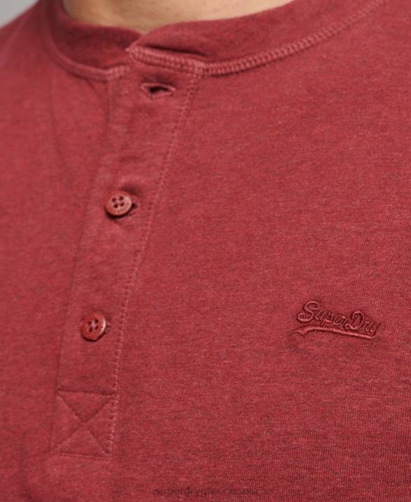 vintage λογότυπο από οργανικό βαμβάκι, κεντημένο henley top άνδρες είδη ένδυσης το κόκκινο Superdry L02L1461
