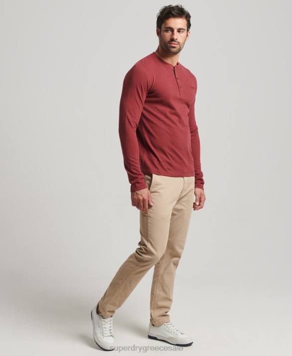 vintage λογότυπο από οργανικό βαμβάκι, κεντημένο henley top άνδρες είδη ένδυσης το κόκκινο Superdry L02L1461