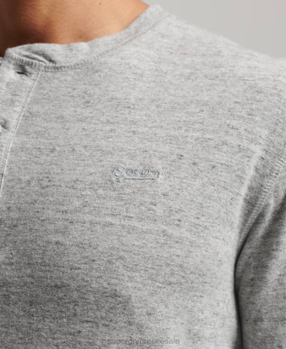 vintage λογότυπο από οργανικό βαμβάκι, κεντημένο henley top άνδρες είδη ένδυσης γκρί Superdry L02L1470
