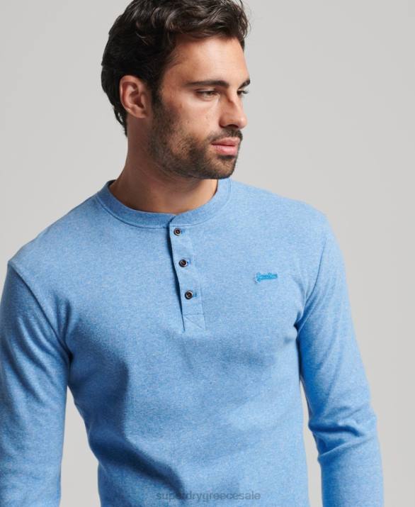 vintage λογότυπο από οργανικό βαμβάκι, κεντημένο henley top άνδρες είδη ένδυσης μπλε Superdry L02L1556