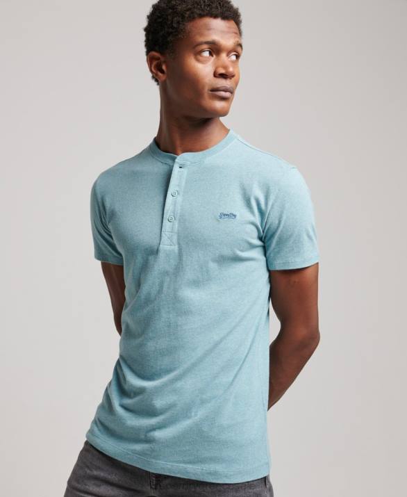 vintage λογότυπο από οργανικό βαμβάκι, κεντημένο henley top άνδρες είδη ένδυσης μπλε Superdry L02L95