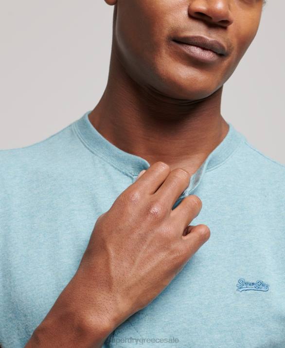 vintage λογότυπο από οργανικό βαμβάκι, κεντημένο henley top άνδρες είδη ένδυσης μπλε Superdry L02L95
