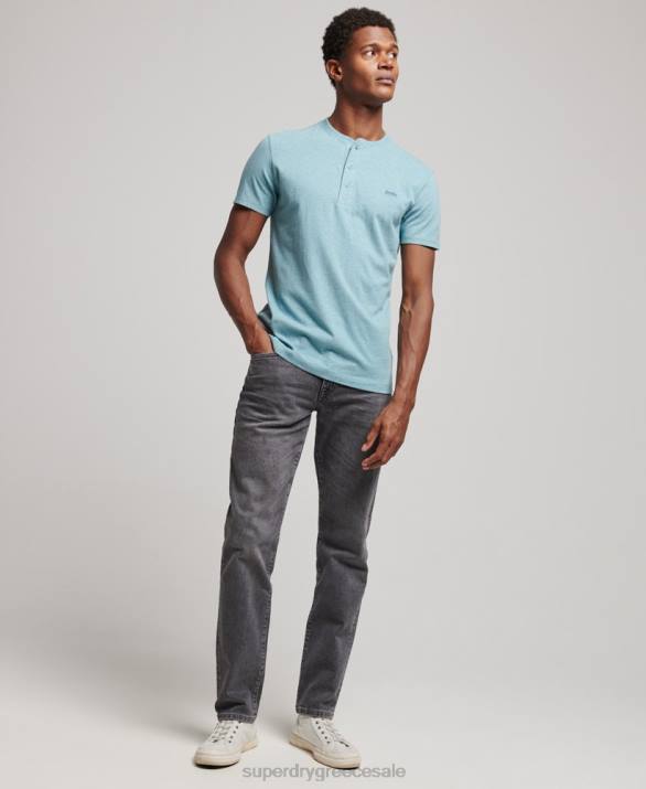 vintage λογότυπο από οργανικό βαμβάκι, κεντημένο henley top άνδρες είδη ένδυσης μπλε Superdry L02L95