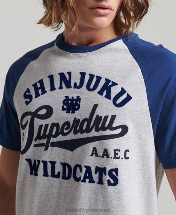 vintage μπλουζάκι home run raglan άνδρες είδη ένδυσης ανοιχτό γκρι Superdry L02L19