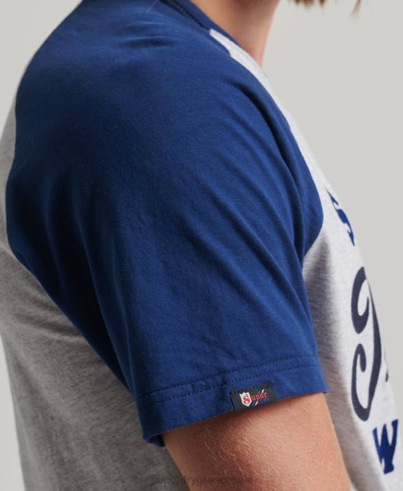 vintage μπλουζάκι home run raglan άνδρες είδη ένδυσης ανοιχτό γκρι Superdry L02L19