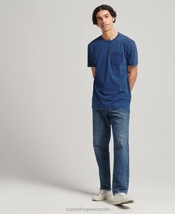 vintage indigo μπλουζάκι από οργανικό βαμβάκι άνδρες είδη ένδυσης μπλε Superdry L02L4847