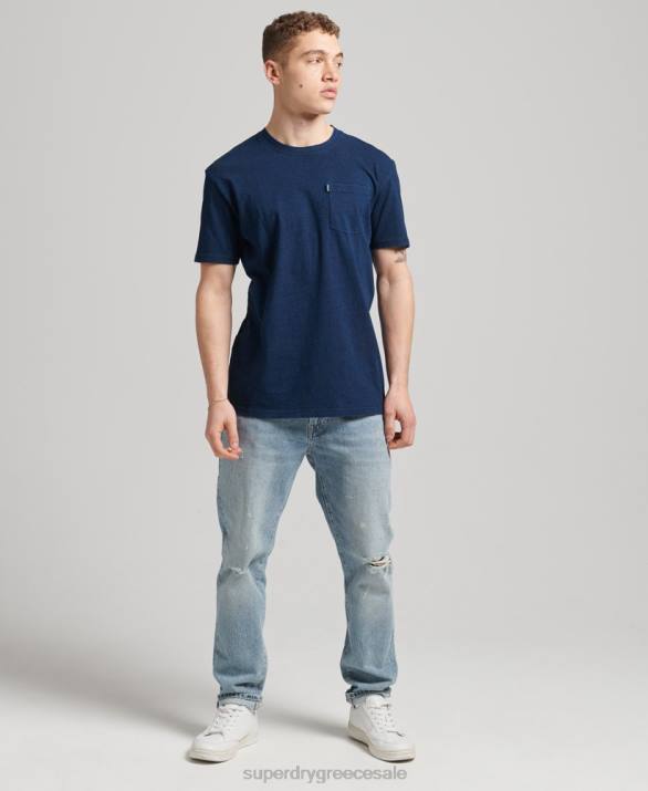 vintage indigo μπλουζάκι από οργανικό βαμβάκι άνδρες είδη ένδυσης σκούρο μπλε Superdry L02L4892