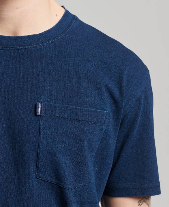 vintage indigo μπλουζάκι από οργανικό βαμβάκι άνδρες είδη ένδυσης σκούρο μπλε Superdry L02L4892