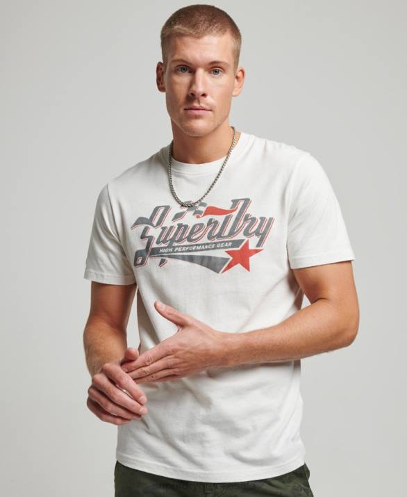 vintage industrial auto t-shirt άνδρες είδη ένδυσης κρέμα Superdry L02L6