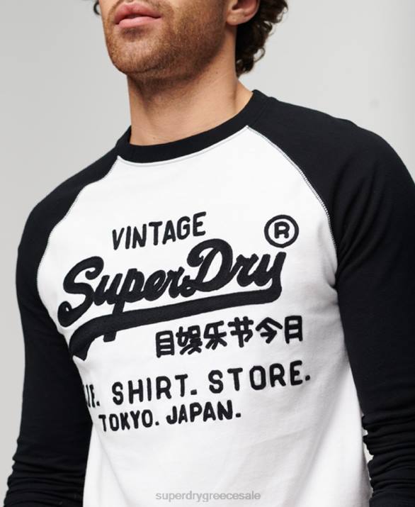 vintage λογότυπο κατάστημα raglan μακρυμάνικο μπλουζάκι άνδρες είδη ένδυσης άσπρο Superdry L02L42
