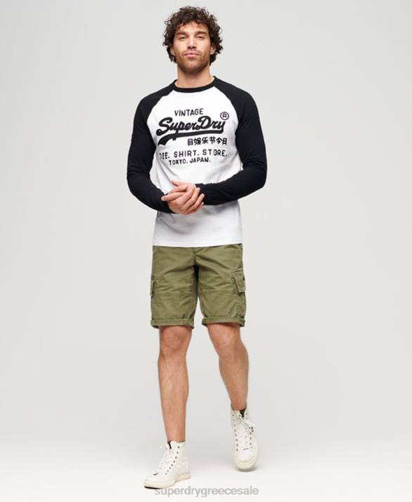 vintage λογότυπο κατάστημα raglan μακρυμάνικο μπλουζάκι άνδρες είδη ένδυσης άσπρο Superdry L02L42