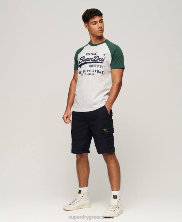 vintage λογότυπο κατάστημα raglan t-shirt άνδρες είδη ένδυσης πράσινος Superdry L02L51
