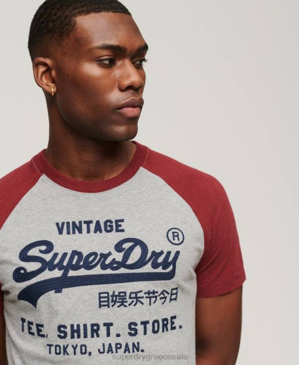 vintage λογότυπο κατάστημα raglan t-shirt άνδρες είδη ένδυσης το κόκκινο Superdry L02L72