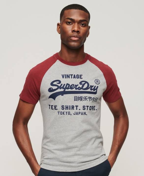vintage λογότυπο κατάστημα raglan t-shirt άνδρες είδη ένδυσης το κόκκινο Superdry L02L72