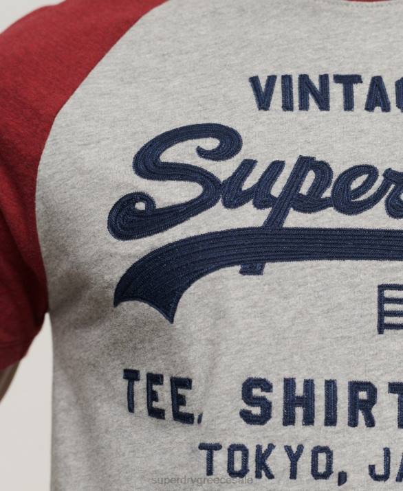vintage λογότυπο κατάστημα raglan t-shirt άνδρες είδη ένδυσης το κόκκινο Superdry L02L72