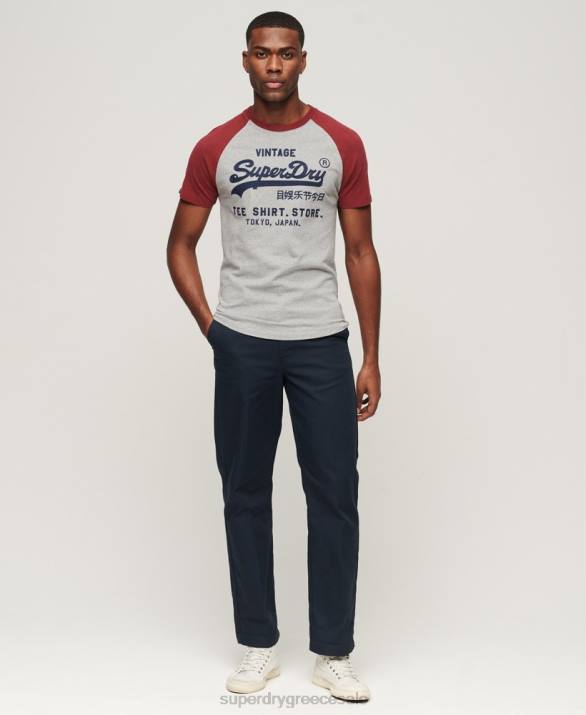 vintage λογότυπο κατάστημα raglan t-shirt άνδρες είδη ένδυσης το κόκκινο Superdry L02L72