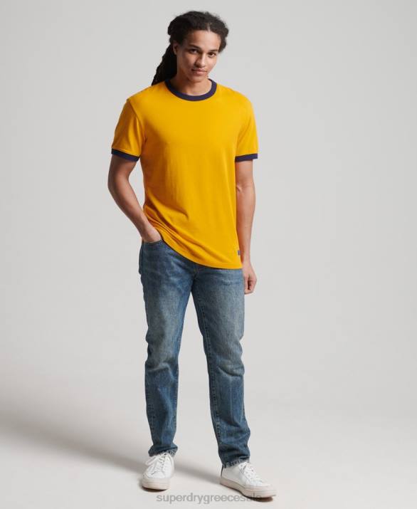vintage χαλαρό ringer t-shirt από οργανικό βαμβάκι άνδρες είδη ένδυσης χρυσός Superdry L02L4933