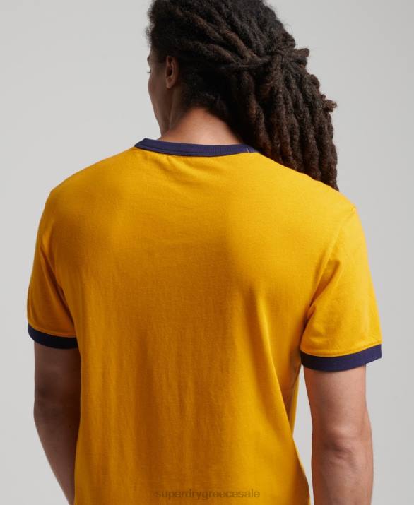 vintage χαλαρό ringer t-shirt από οργανικό βαμβάκι άνδρες είδη ένδυσης χρυσός Superdry L02L4933
