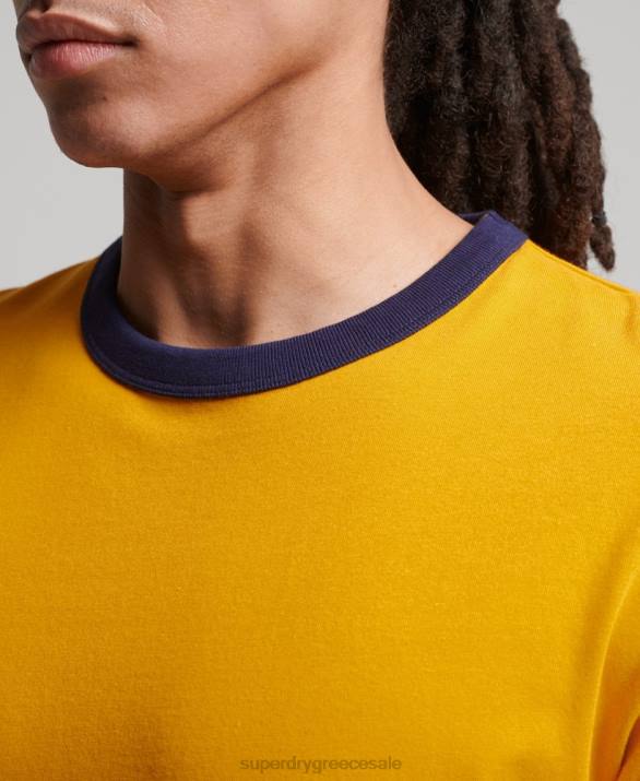 vintage χαλαρό ringer t-shirt από οργανικό βαμβάκι άνδρες είδη ένδυσης χρυσός Superdry L02L4933