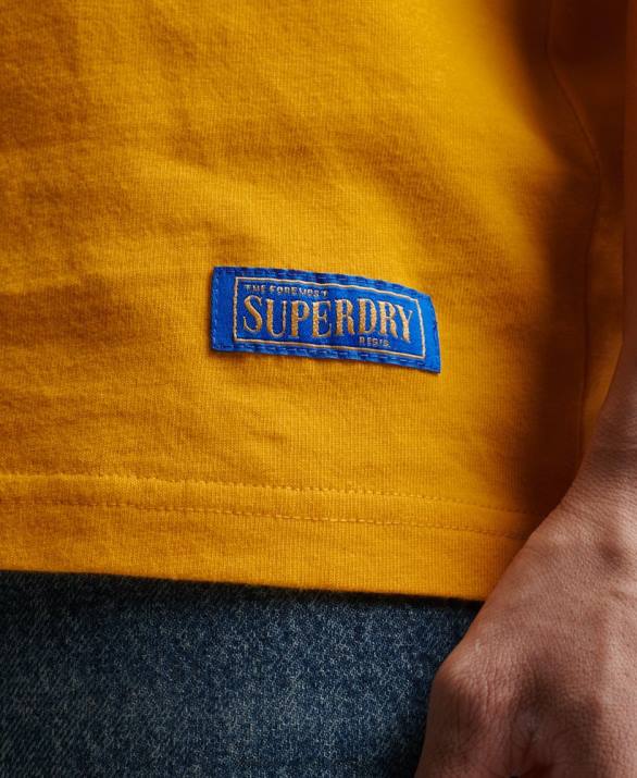 vintage χαλαρό ringer t-shirt από οργανικό βαμβάκι άνδρες είδη ένδυσης χρυσός Superdry L02L4933