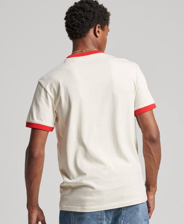 vintage χαλαρό ringer t-shirt από οργανικό βαμβάκι άνδρες είδη ένδυσης κρέμα Superdry L02L4957
