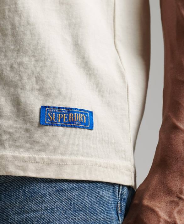 vintage χαλαρό ringer t-shirt από οργανικό βαμβάκι άνδρες είδη ένδυσης κρέμα Superdry L02L4957