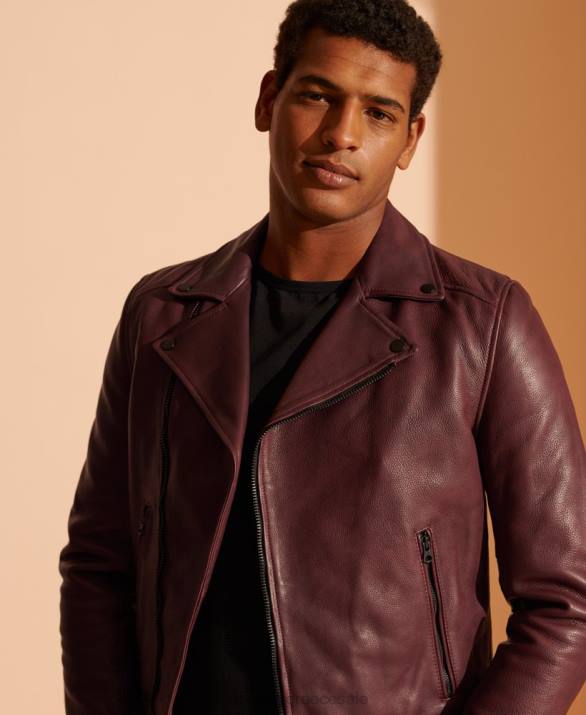 δερμάτινο biker jacket άνδρες είδη ένδυσης μωβ Superdry L02L4725