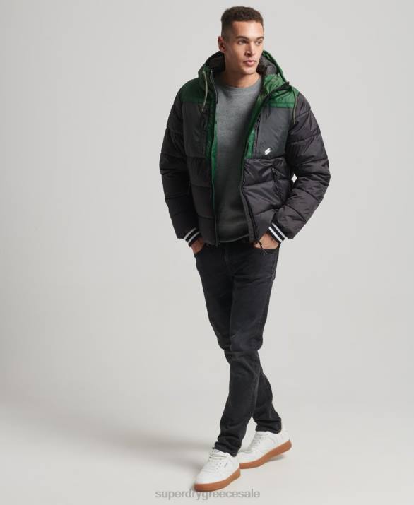 αθλητικό puffer color block jacket άνδρες είδη ένδυσης μαύρος Superdry L02L4597