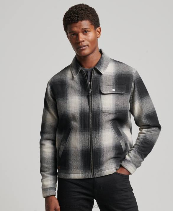 vintage μάλλινο σακάκι Harrington άνδρες είδη ένδυσης μαύρος Superdry L02L4594