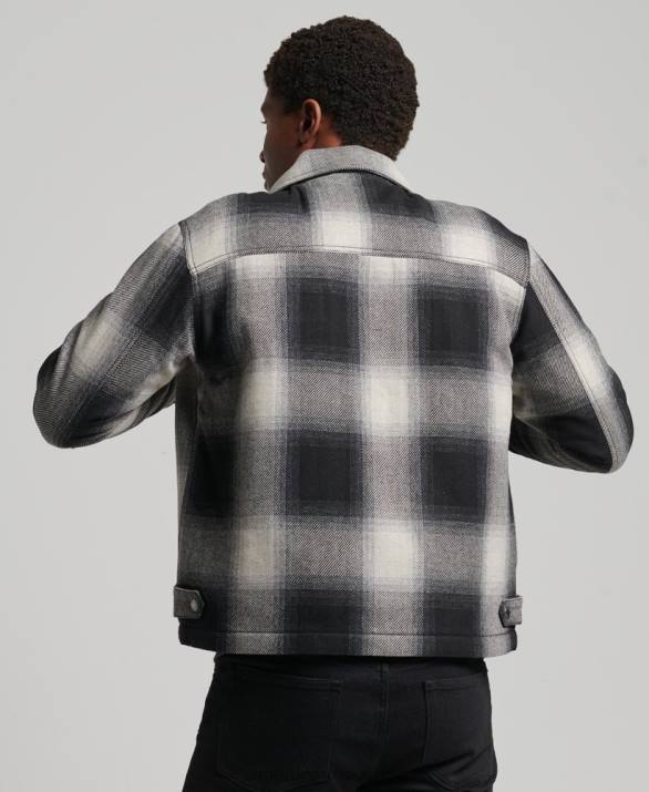 vintage μάλλινο σακάκι Harrington άνδρες είδη ένδυσης μαύρος Superdry L02L4594